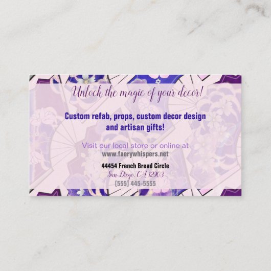 Japanse traditionele fans ART EVENTS SHOP Visitekaartje (Achterkant)