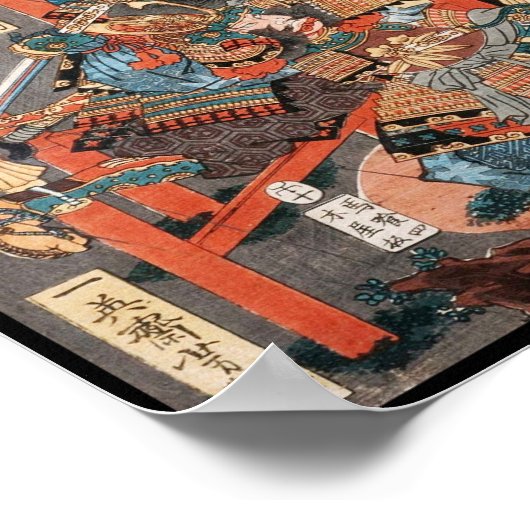  Japanse triptych: Samurai vs. Oni King Poster (Hoek)