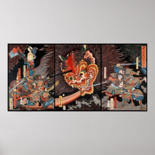 Japanse triptych: Samurai vs. Oni King Poster (Voorkant)