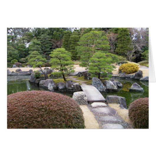 Japanse tuin 日 庭 園 Wenskaart (Voorkant Horizontaal)
