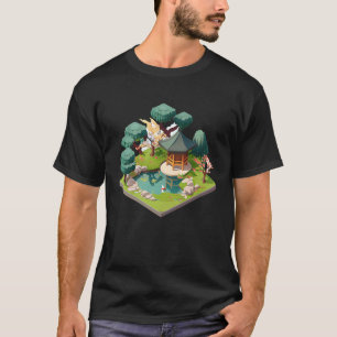 Japanse Tuin Bonsai Boom Vijver Heiligdom isometri T-shirt