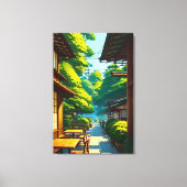 Japanse Tuin Buiten Café Canvas Afdruk (Voorkant)