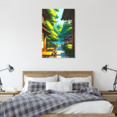 Japanse Tuin Buiten Café Canvas Afdruk (Insitu (Slaapkamer))