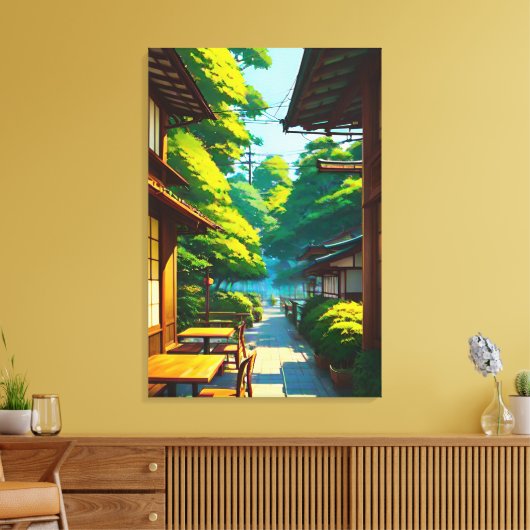 Japanse Tuin Buiten Café Canvas Afdruk (Insitu (Woonkamer))