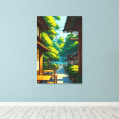 Japanse Tuin Buiten Café Canvas Afdruk (Insitu (Houten vloer))