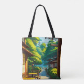 Japanse Tuin Buiten Café Tote Bag (Achterkant)
