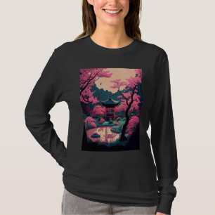 Japanse tuin Cherry Blossom brug heiligdom roze T-shirt