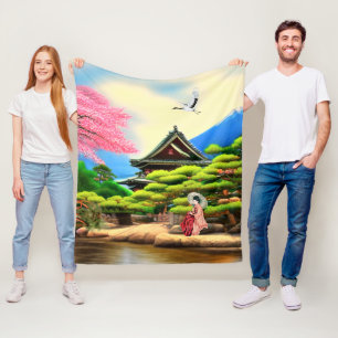 Japanse tuin fleece deken