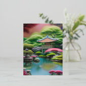 Japanse tuin folie feestdagen briefkaart (Staand Voorkant)