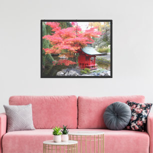Japanse tuin - herfst kleur fotografisch canvas afdruk