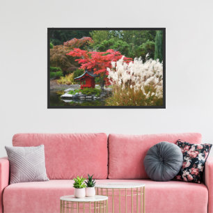 Japanse tuin - herfst scène fotografisch canvas afdruk