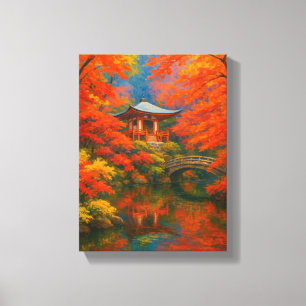 Japanse tuin herfstmuur kunst canvas afdruk