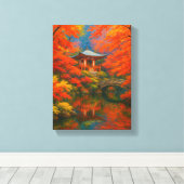 Japanse tuin herfstmuur kunst canvas afdruk (Insitu (Houten vloer))