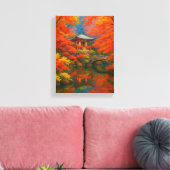 Japanse tuin herfstmuur kunst canvas afdruk (Insitu (Woonkamer))