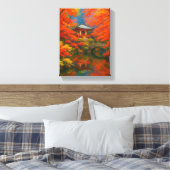 Japanse tuin herfstmuur kunst canvas afdruk (Insitu (Slaapkamer))