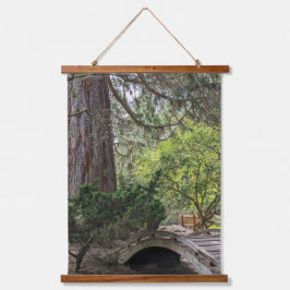 Japanse tuin houten boog voetbrug hangend wandkleed