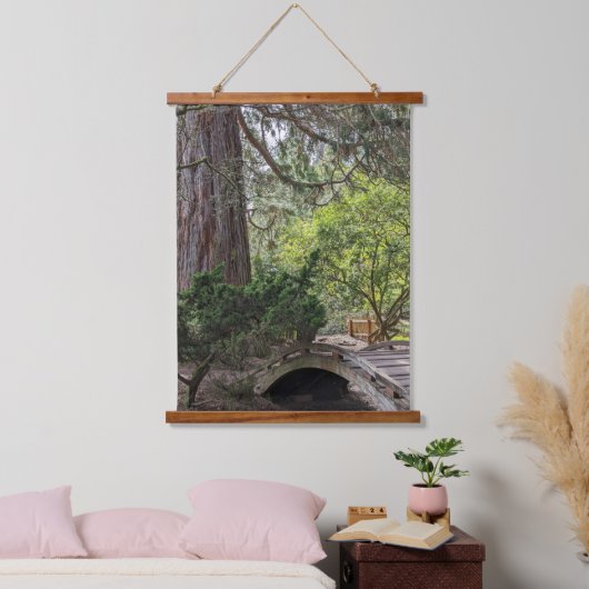 Japanse tuin houten boog voetbrug hangend wandkleed (Slaapkamer)