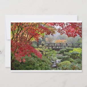 Japanse tuin in een Foggy Herfst Morning Kaart