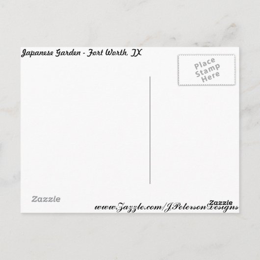 Japanse tuin in Fort Worth Texas # 53 Briefkaart (Achterkant)