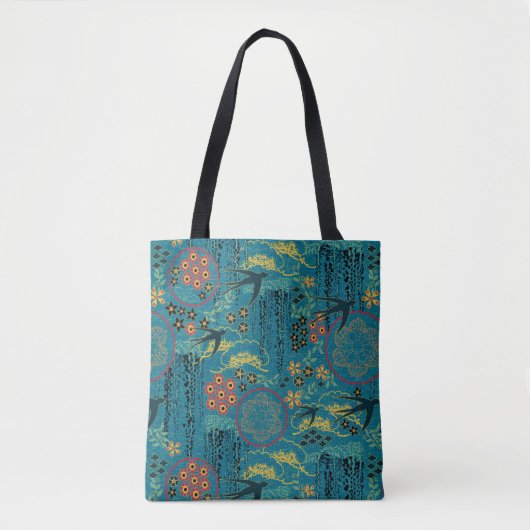 Japanse tuin in het Blauwgroen Tote Bag (Voorkant)
