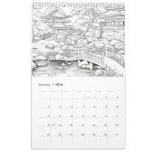 Japanse tuin kleur het zelf kalender (Jan 2026)
