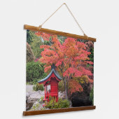 Japanse Tuin Kleurrijke Herfstbladeren Hangend Wandkleed (Gebogen)