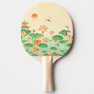 Japanse Tuin Koi Vijver en Waterlelies Kunst Tafeltennisbatje