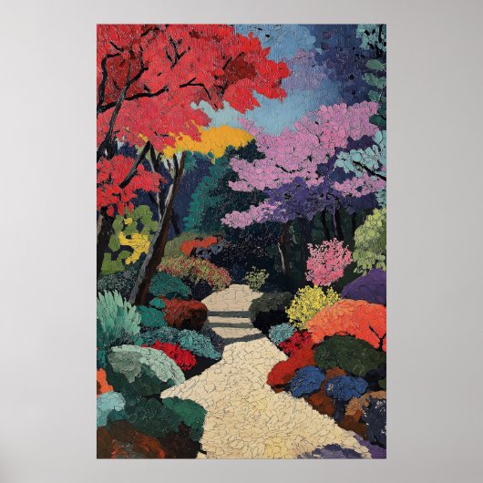 Japanse Tuin Kunstprint Levendig Impressionistisch Poster (Voorkant)