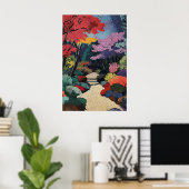 Japanse Tuin Kunstprint Levendig Impressionistisch Poster (Thuiskantoor)