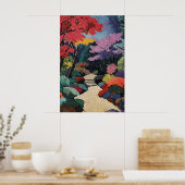 Japanse Tuin Kunstprint Levendig Impressionistisch Poster (Keuken)