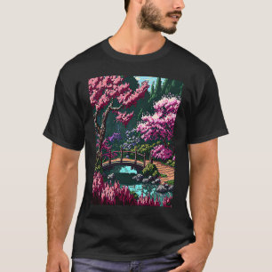 Japanse Tuin met Brug Kersenbloesem 16bit V T-shirt