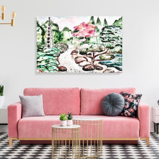 Japanse tuin muur kunst canvas afdruk (Insitu (Woonkamer))