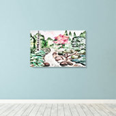Japanse tuin muur kunst canvas afdruk (Insitu (Houten vloer))