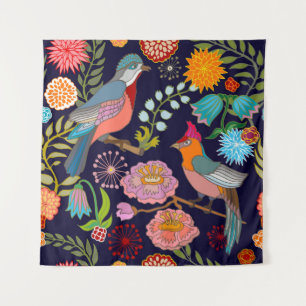 Japanse tuin: Oosters Victoriaans naadloos Wandkleed