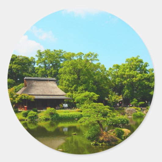 Japanse tuin ronde sticker (Voorkant)