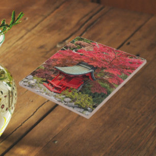 Japanse Tuin Teahouse en Herfst Bladeren Tegeltje