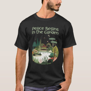 Japanse Tuin Theesalon Vrede Begint in de Tuin T-shirt