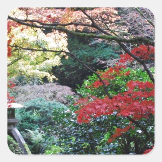 Japanse tuin vierkante sticker (Voorkant)