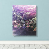 Japanse tuin waterval canvas afdruk (Insitu (Houten vloer))