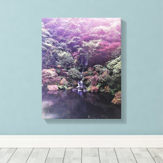 Japanse tuin waterval canvas afdruk (Insitu (Houten vloer))