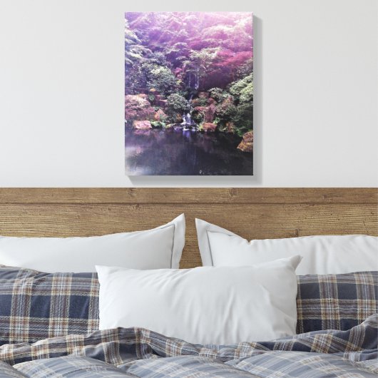 Japanse tuin waterval canvas afdruk (Insitu (Slaapkamer))