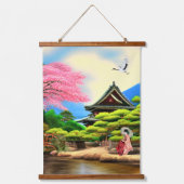 Japanse tuinarchitectuur hangend wandkleed (Voorkant)
