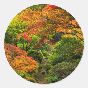 Japanse tuinen in de herfst in Portland, Oregon 2 Ronde Sticker