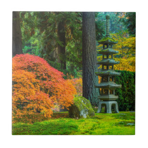 Japanse tuinen in de herfst in Portland, Oregon Tegeltje