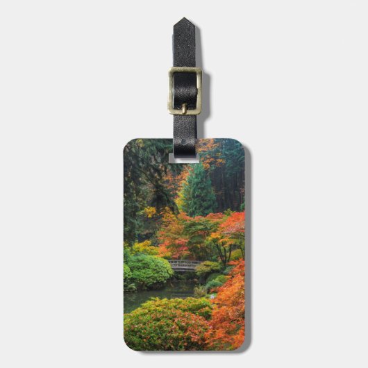 Japanse tuinen in het najaar van Portland, Oregon  Bagagelabel (Voorkant verticaal)