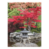 Japanse tuinlantaarn en rode mapelbladeren foto afdruk (Voorkant)