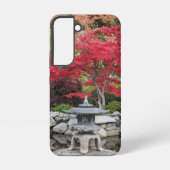 Japanse tuinlantaarn en rode mapelbladeren samsung galaxy hoesje (Achterkant)