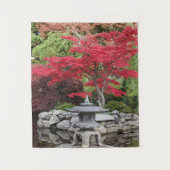 Japanse tuinlantaarn en rode mapelbladeren wandkleed (Voorkant)