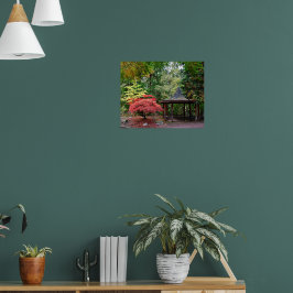 Japanse Tuinpaviljoen en Herfstbladeren Poster
