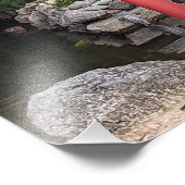 Japanse tuinstructuren en rode esdoornbladeren foto afdruk (Hoek)